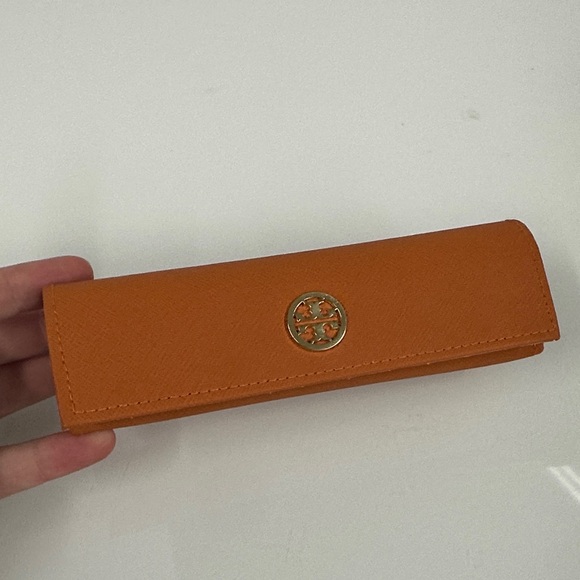 TORY BURCH ORANGE SMALL AUTHENTIC EYEGLASSES CASE Weekender Travel - Picture 2 of 7
